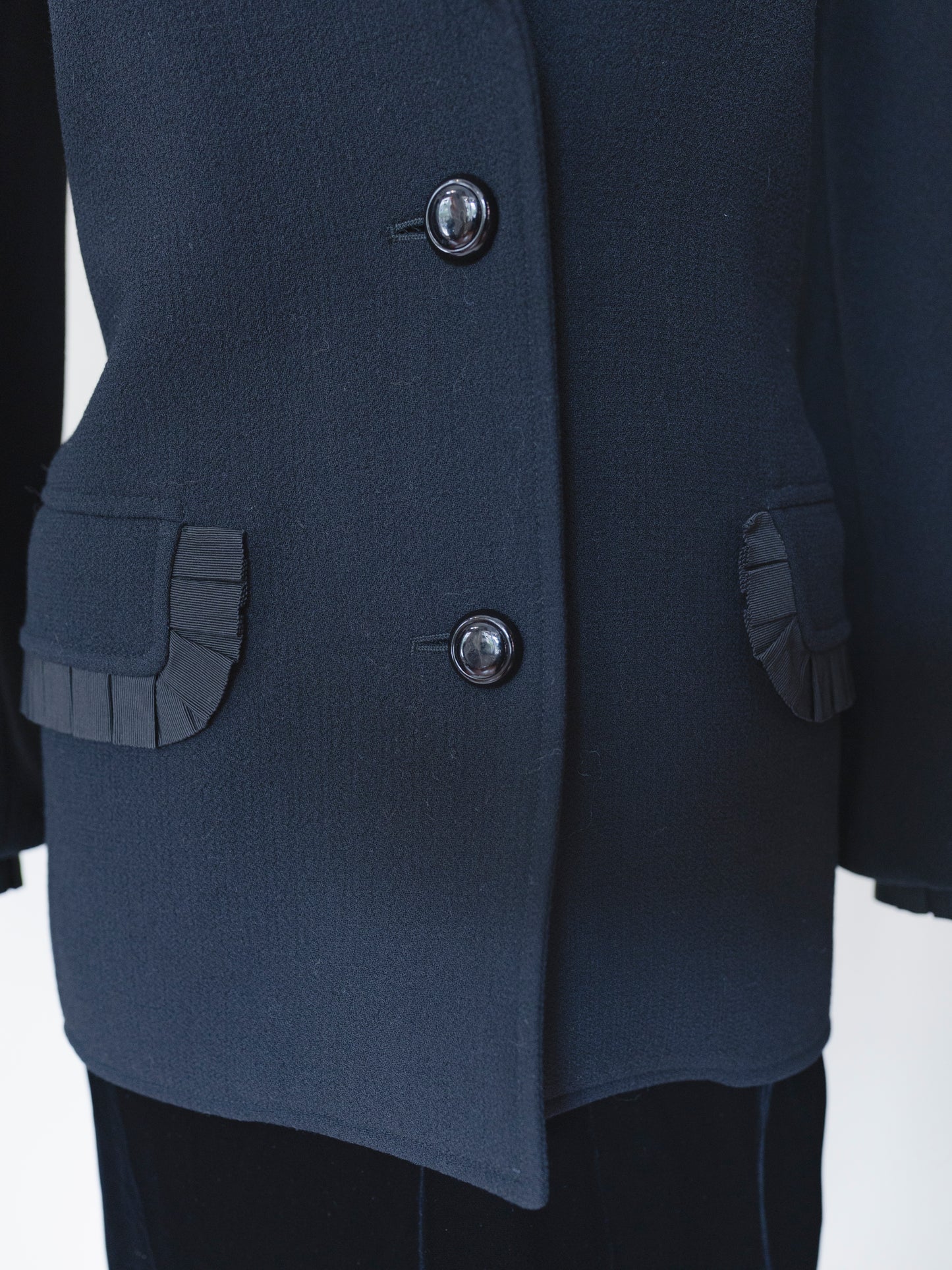 Valentino Black Velvet & Wool | Skirt Suit