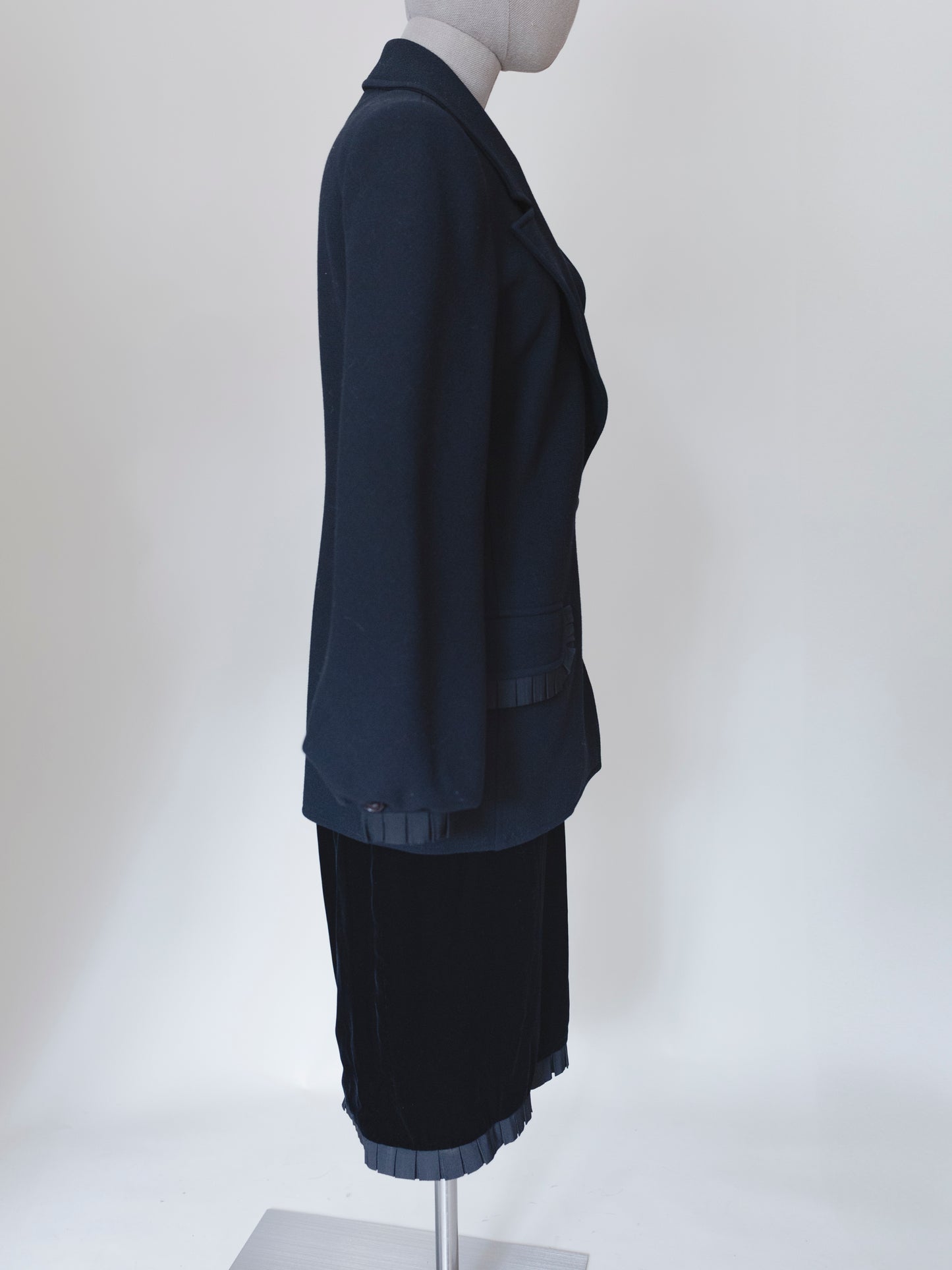 Valentino Black Velvet & Wool | Skirt Suit