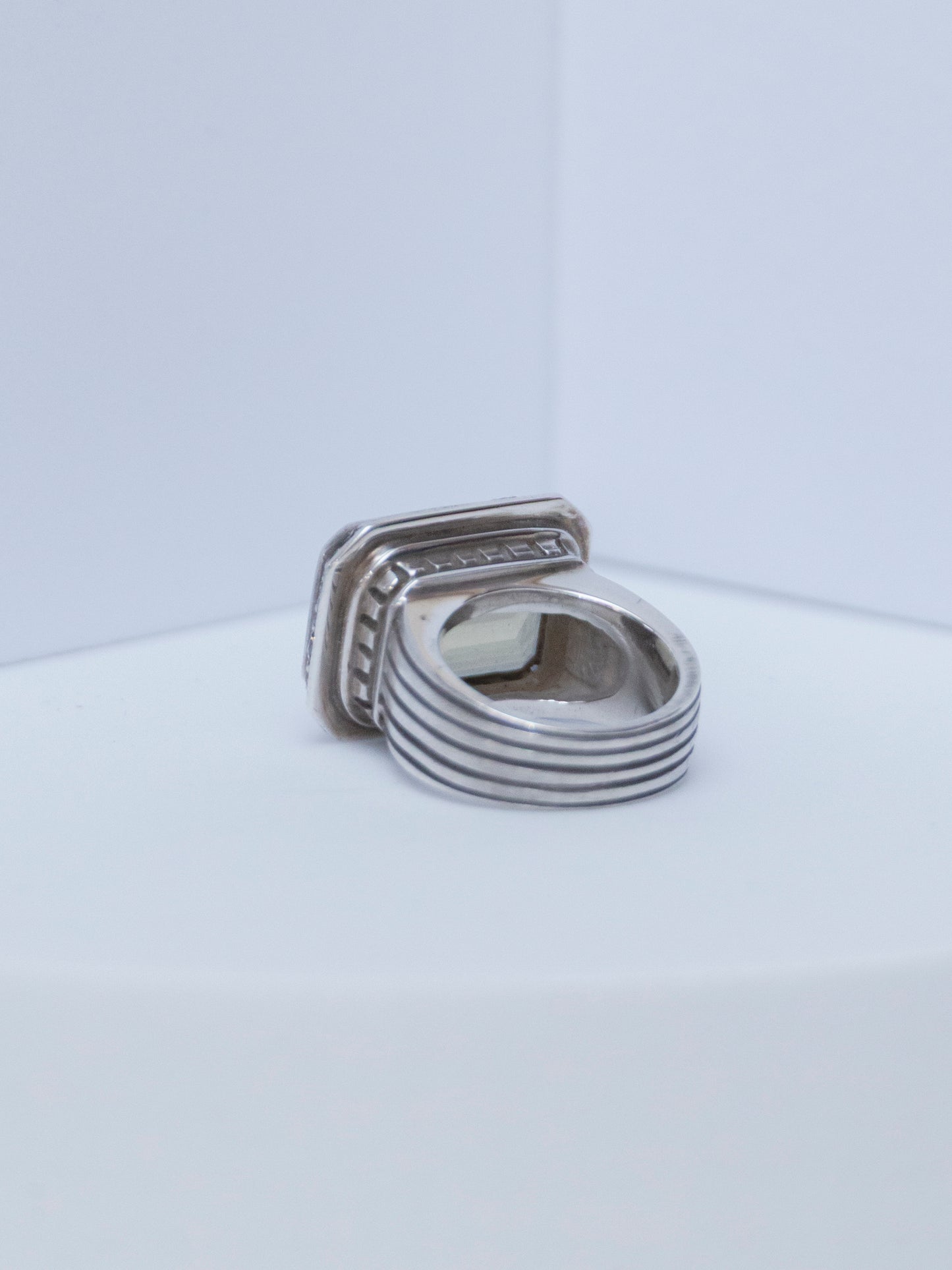 Emerald Cut Citrine & Diamond Ring | Sterling Silver