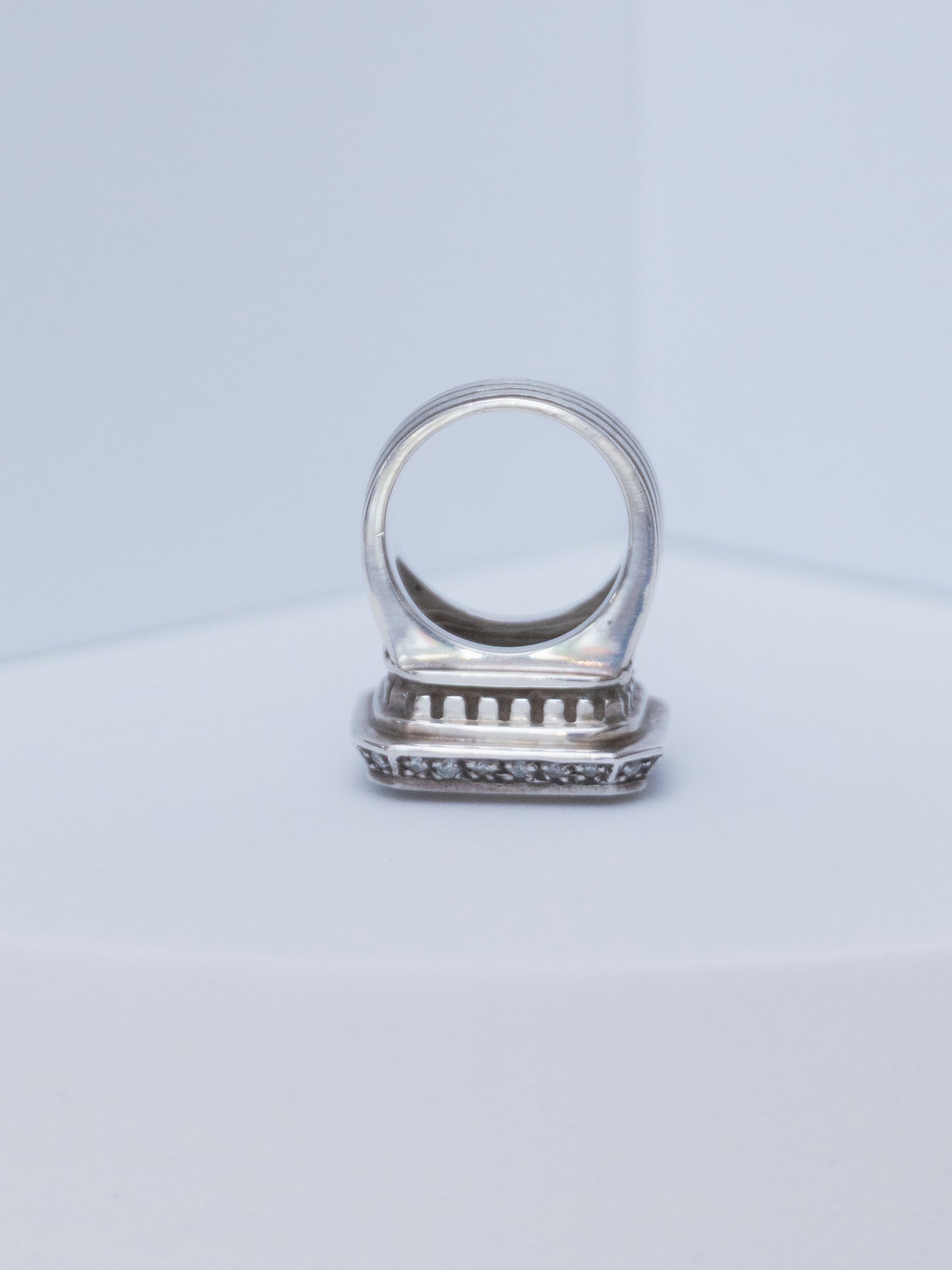 Emerald Cut Citrine & Diamond Ring | Sterling Silver