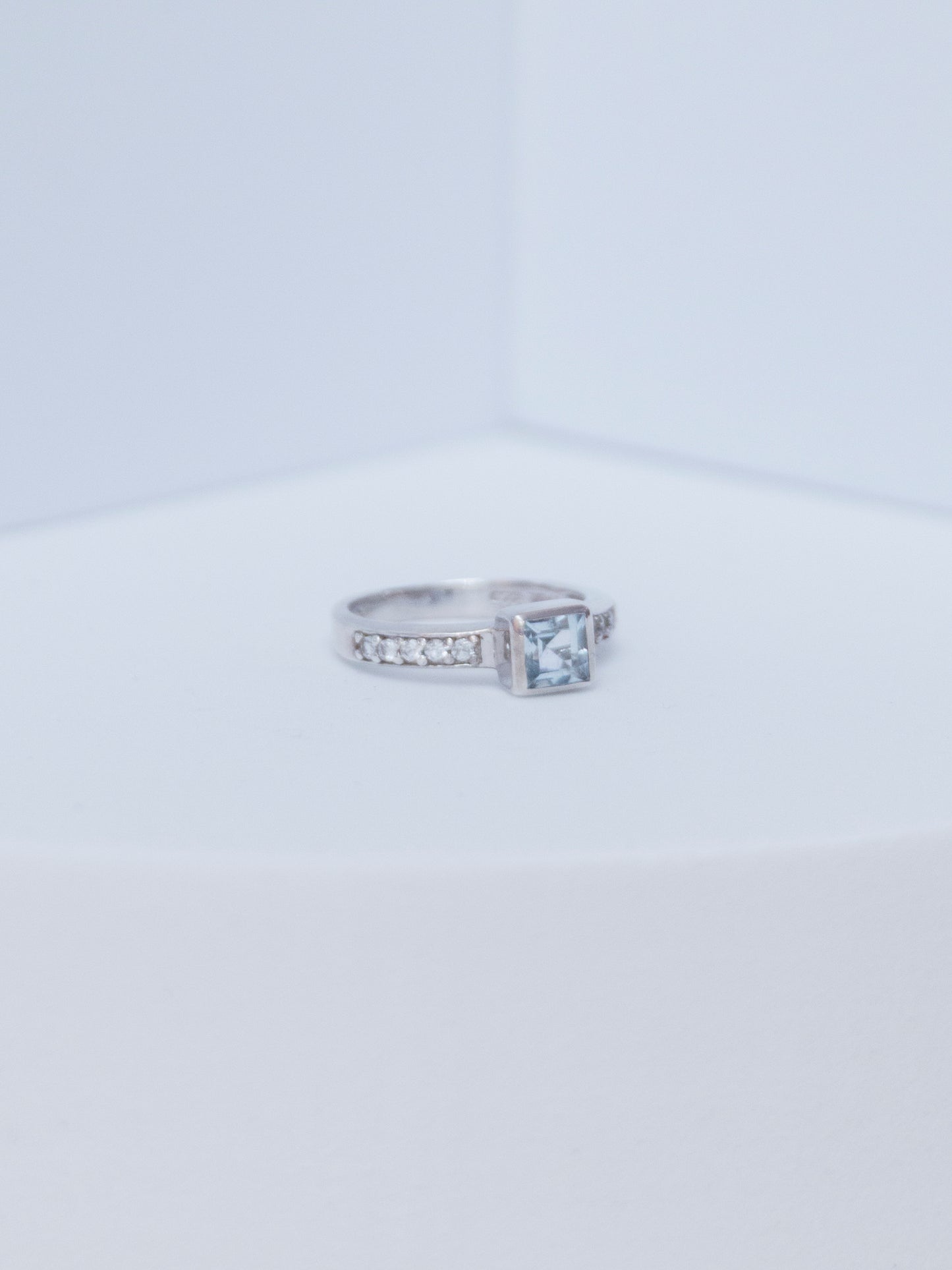 Aquamarine Square | Stackable Ring | Sterling Silver