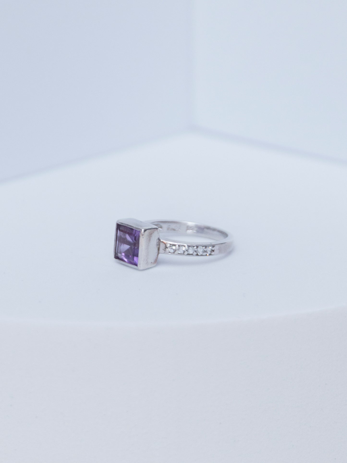 Amethyst Square | Stackable Ring | Sterling Silver