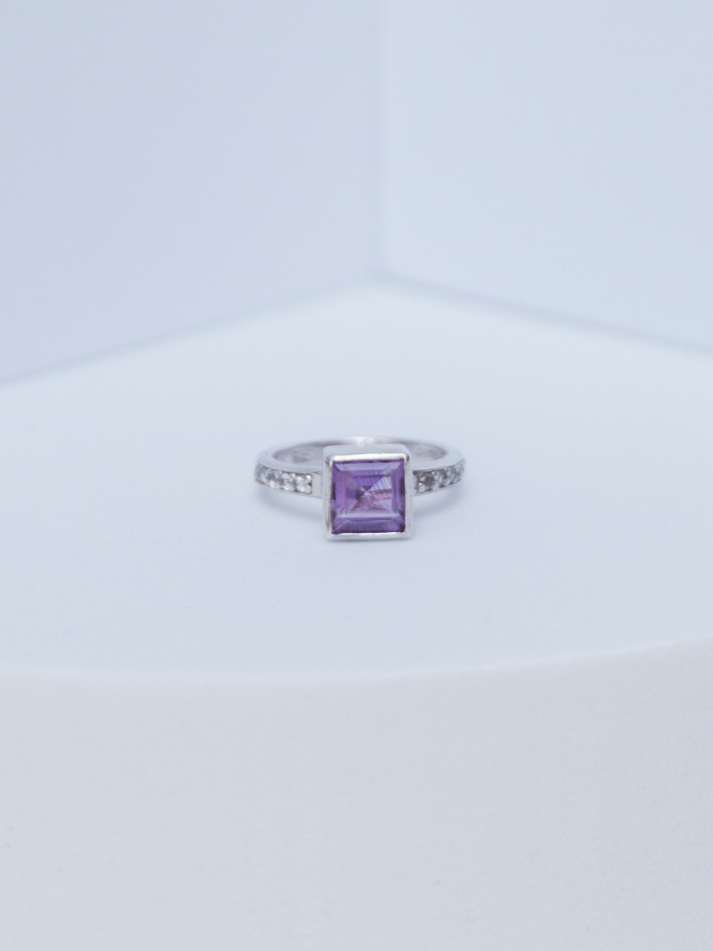 Amethyst Square | Stackable Ring | Sterling Silver