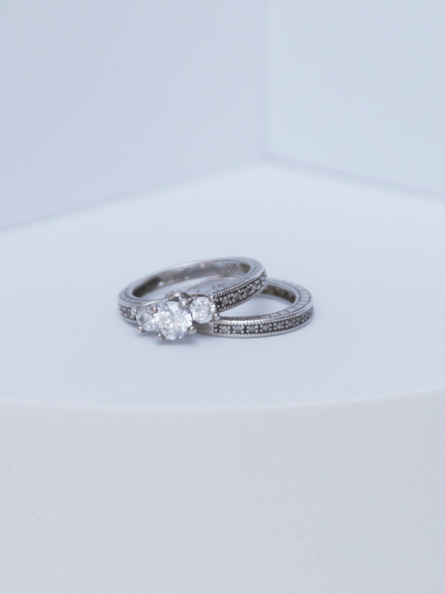 White Topaz | Wedding Ring Set | Sterling Silver