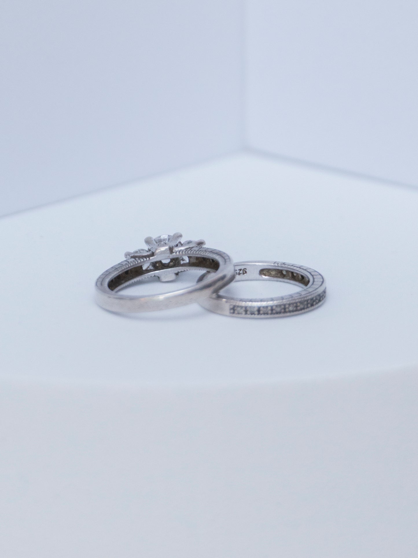 White Topaz | Wedding Ring Set | Sterling Silver