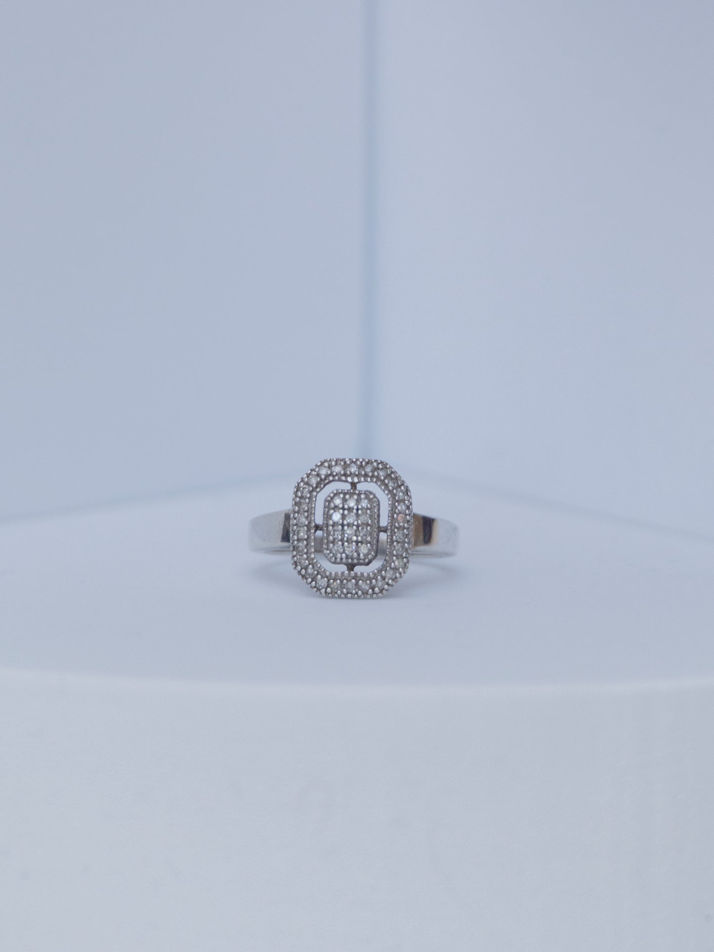 Deco Pave Diamond Ring | Sterling Silver