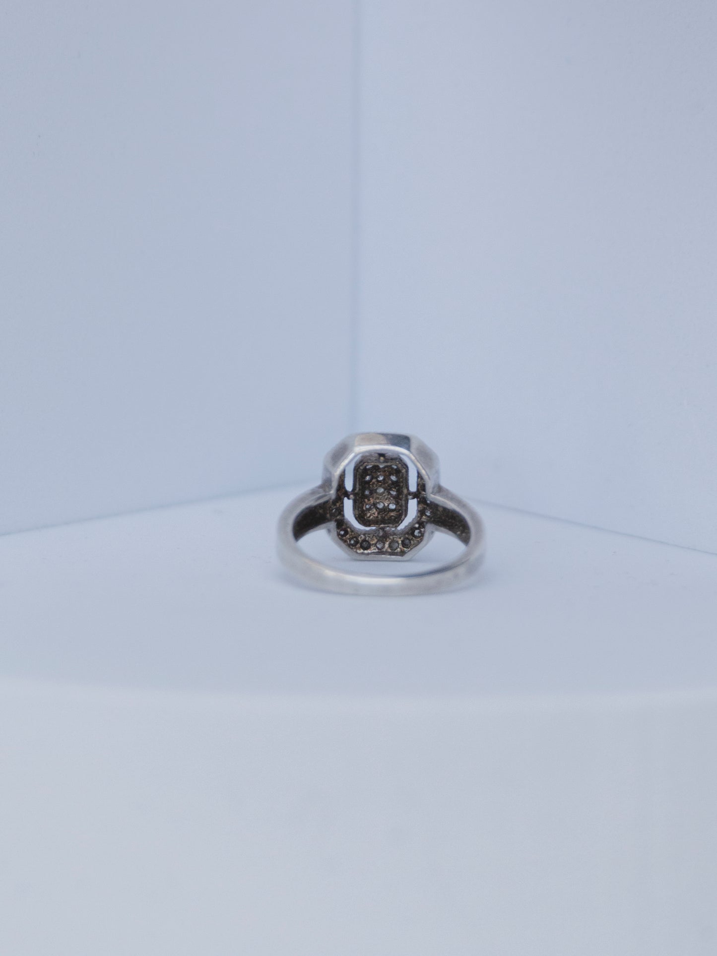 Deco Pave Diamond Ring | Sterling Silver