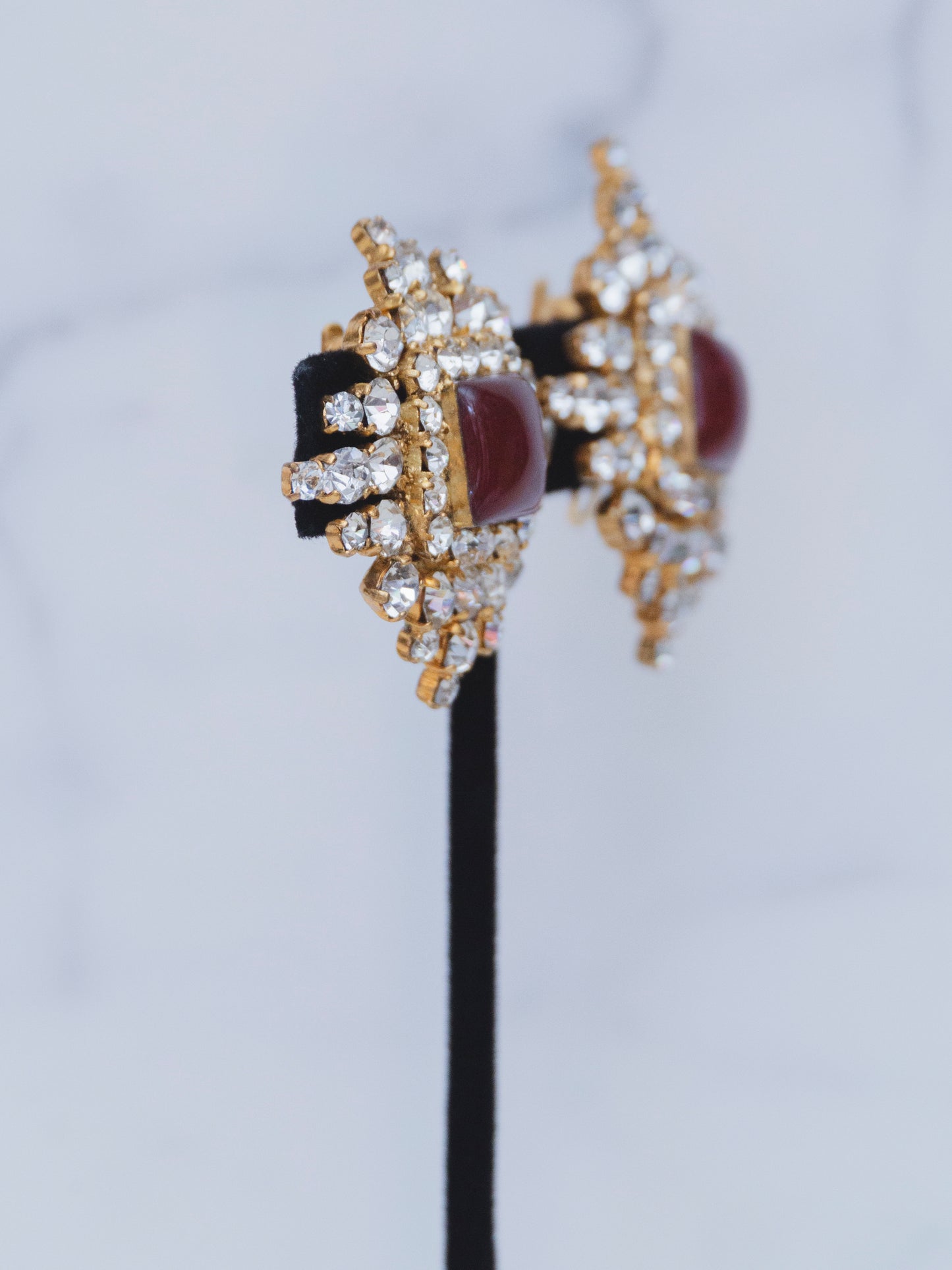 Chanel Rhinestone & Carnelian | Earrings Clip