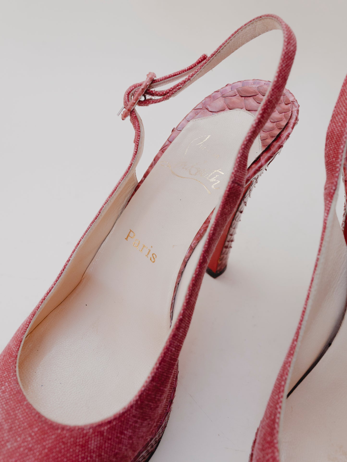 Louboutin Red Python | Slingback Platform Heels