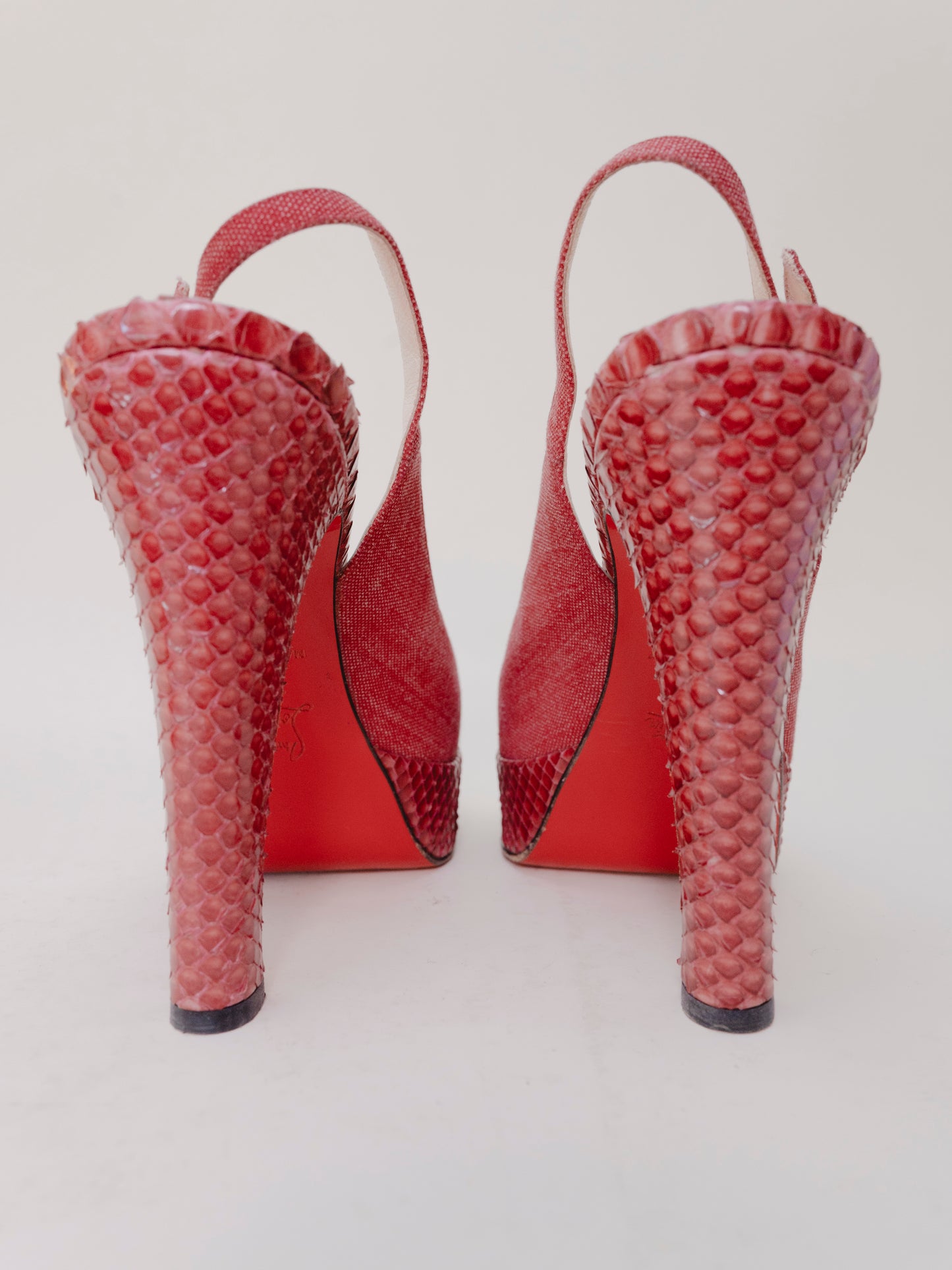 Louboutin Red Python | Slingback Platform Heels