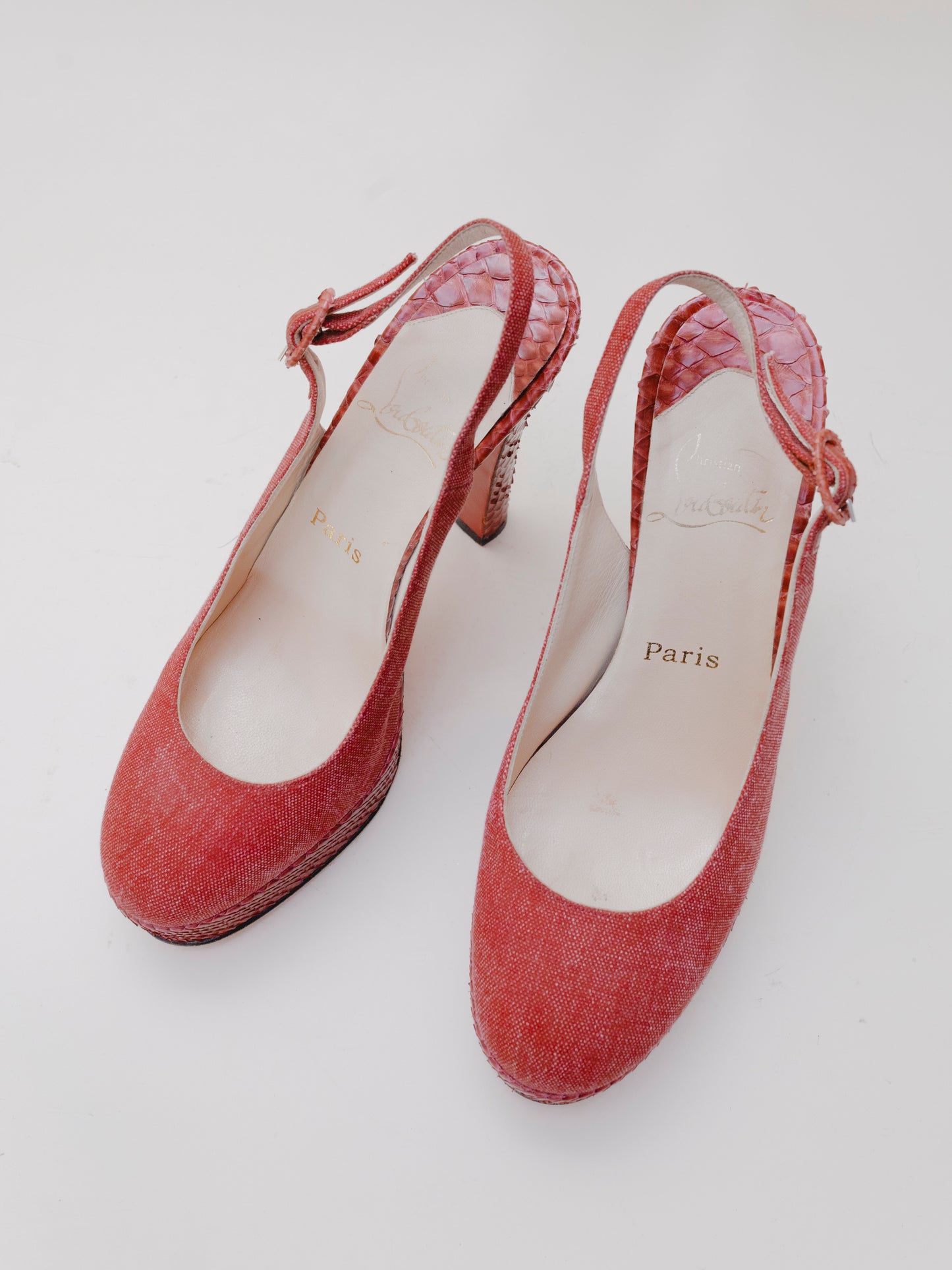 Louboutin Red Python | Slingback Platform Heels