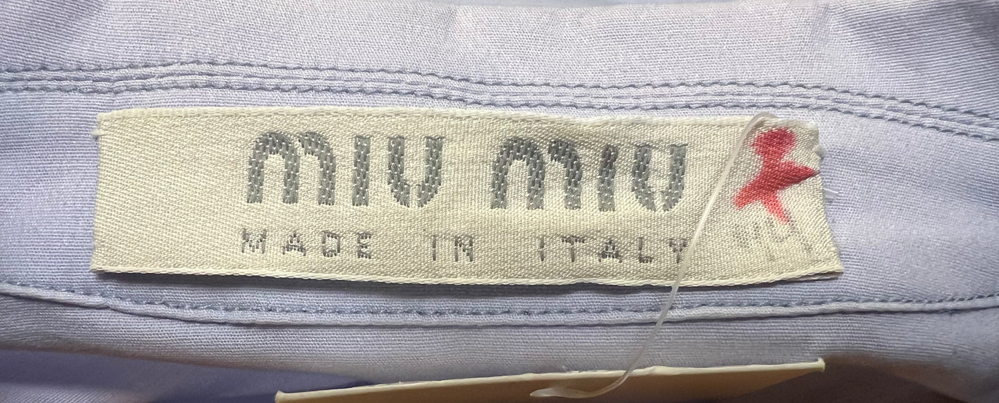Miu Miu Blu Cotton Poplin Crop | Top