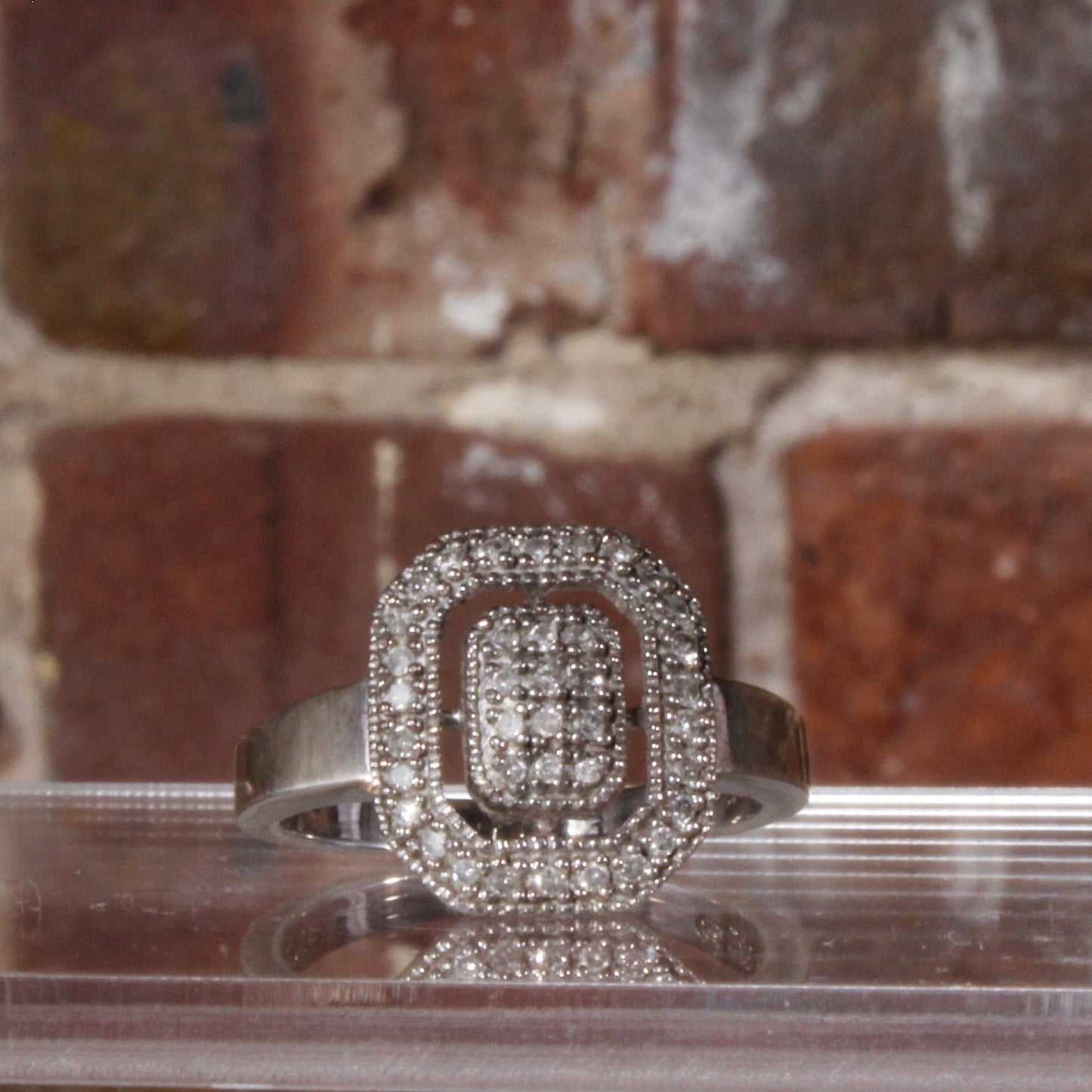 Deco Pave Diamond Ring | Sterling Silver