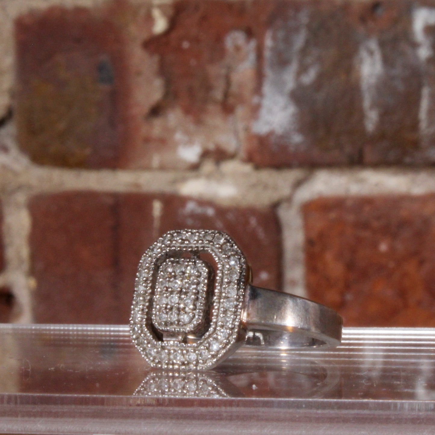 Deco Pave Diamond Ring | Sterling Silver