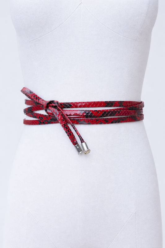 Cinturón cruzado de pitón rojo de Gucci By Tom Ford