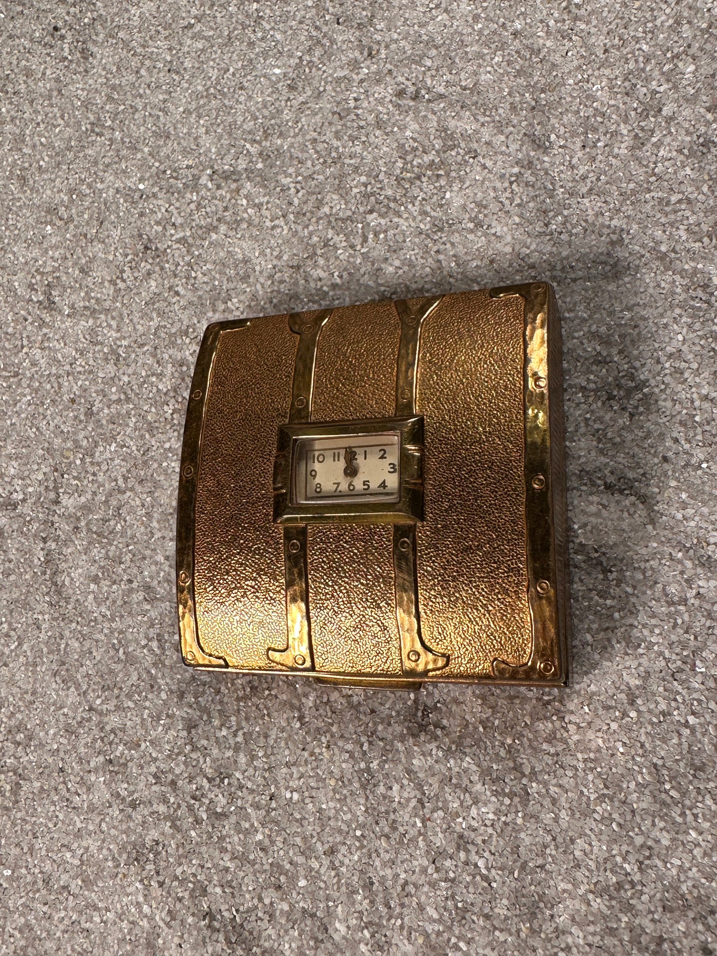 Gold Vintage Powder Case with Watch