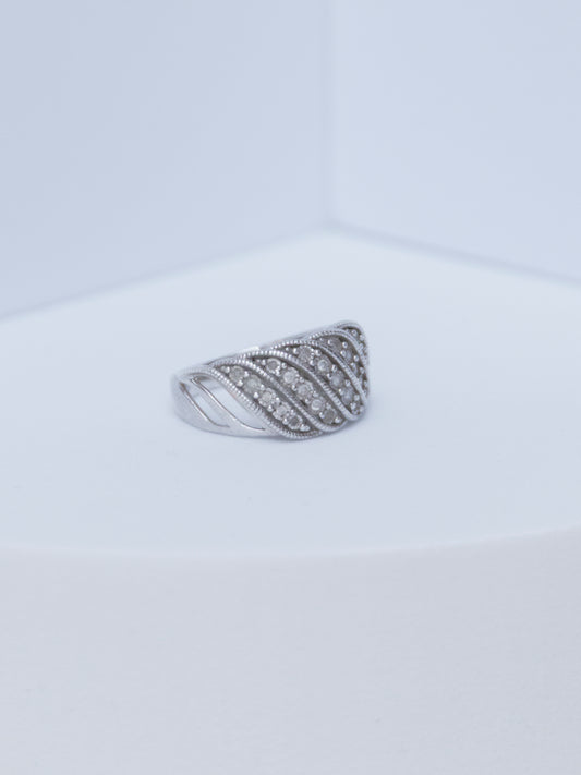 Pave Diamond Ring | Sterling Silver