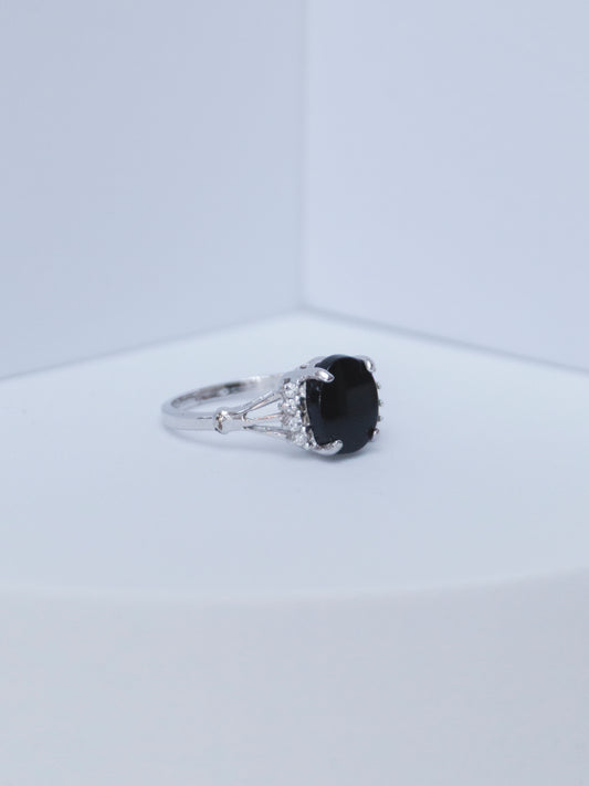 Black Onyx & Topaz Ring | Sterling Silver