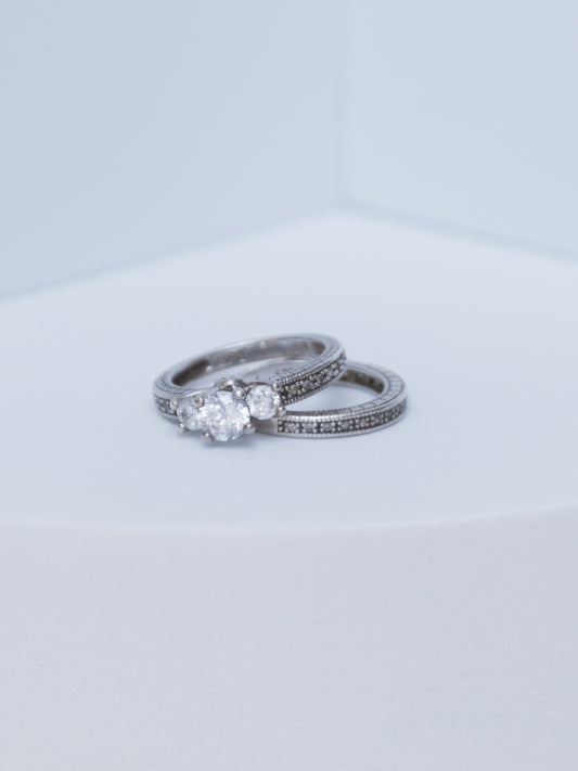 White Topaz Wedding Ring Set | Sterling Silver