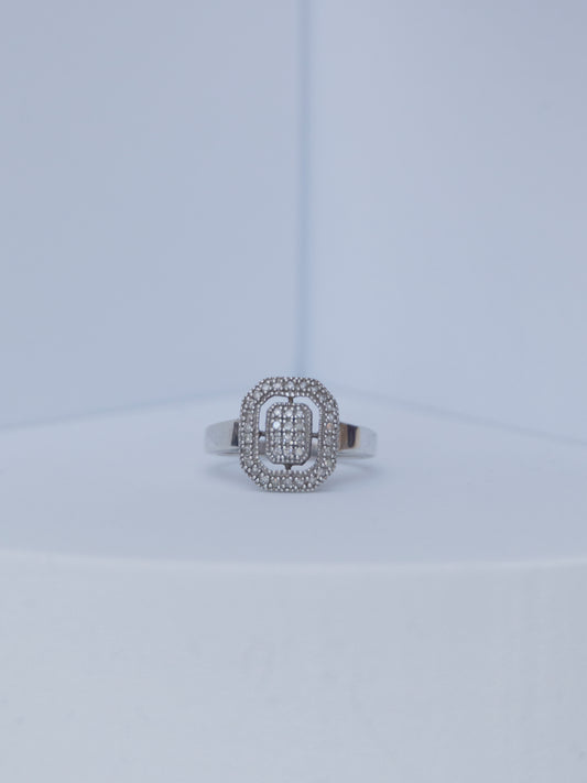 Deco Pave Diamond Ring | Sterling Silver