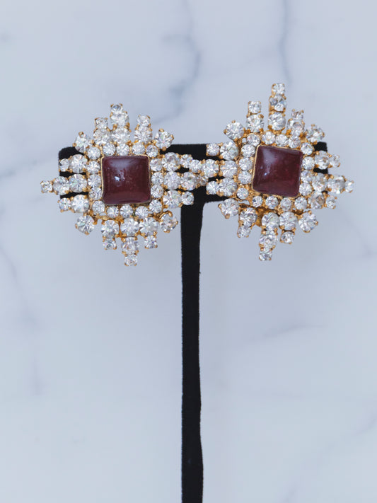 Chanel Rhinestone & Carnelian | Earrings Clip