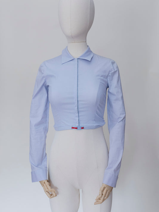 Miu Miu Blu Cotton Poplin Crop | Top