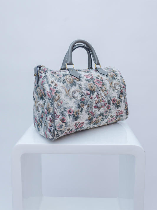 French Luggage Company Grey Rose Tapestry | Travel Small Speedy