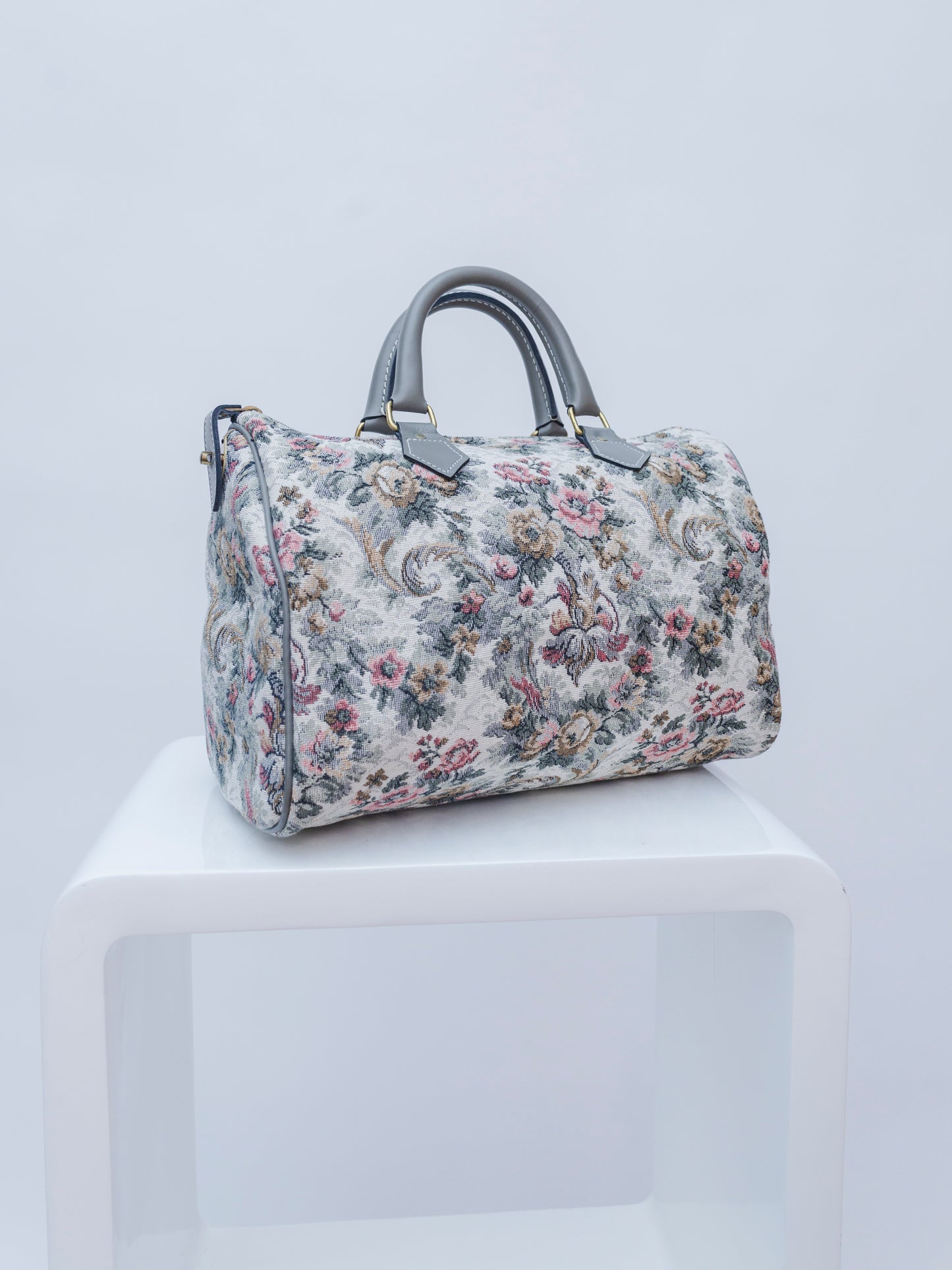 French Luggage Company Grey Rose Tapestry | Travel Small Speedy