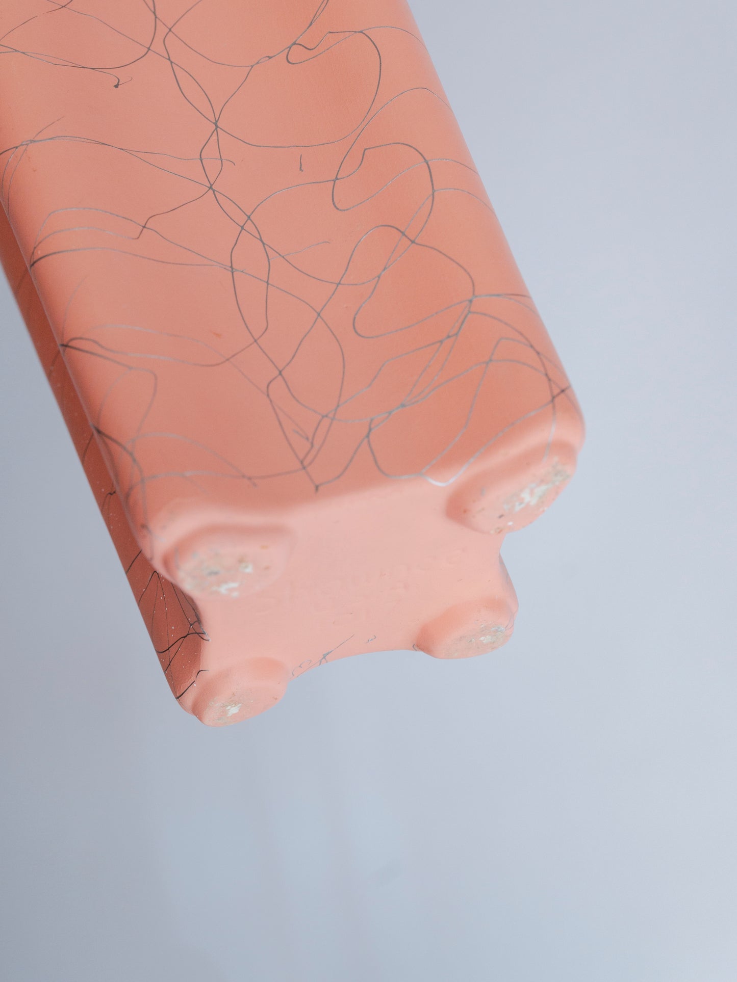 Salmon Pink & Silver Vase | Glassware Mid Century