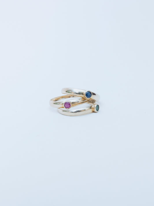 Ruby, Emerald, Sapphire Stack Set | Ring | 14KT Gold