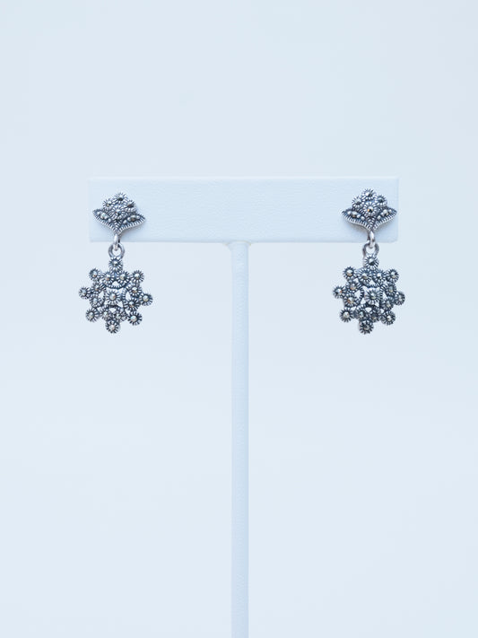 Pendientes de flor de marcasita | Plata de ley
