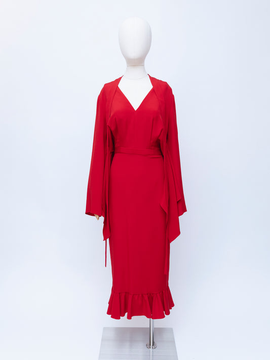 Vestido de seda escarlata