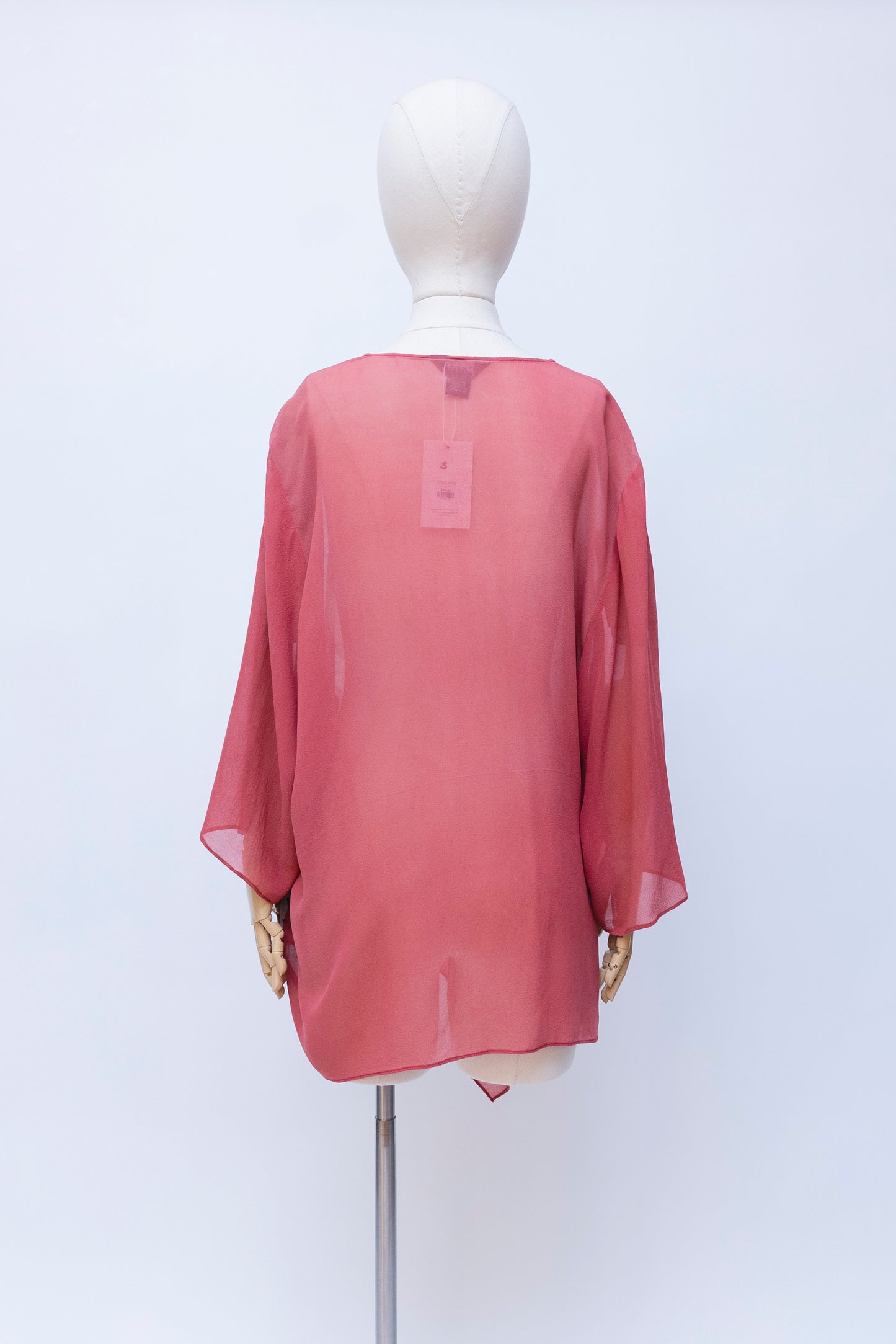 Chaqueta tipo kimono de seda color naranja sangre