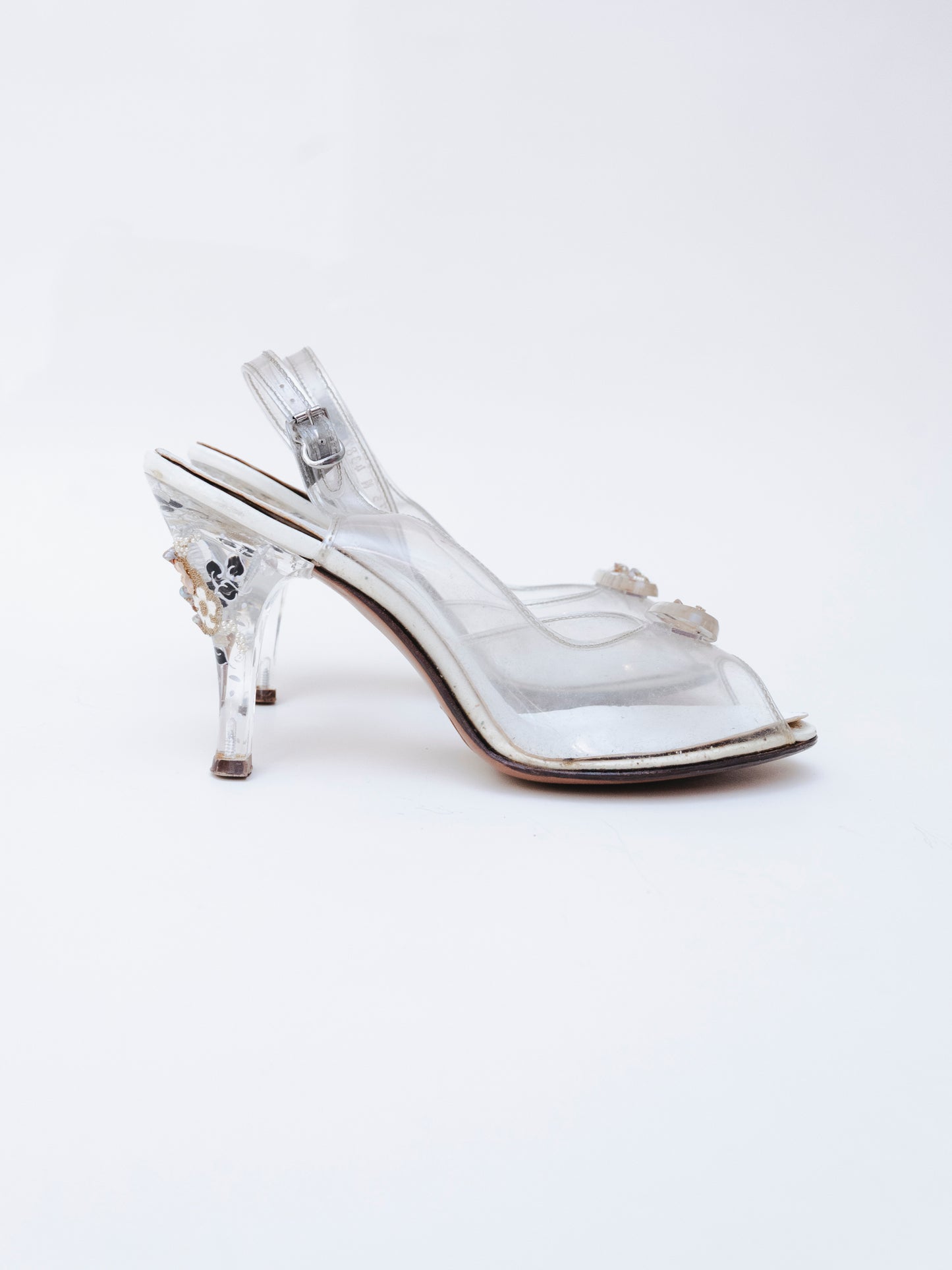 Lucite Floral | Peeptoe Pumps