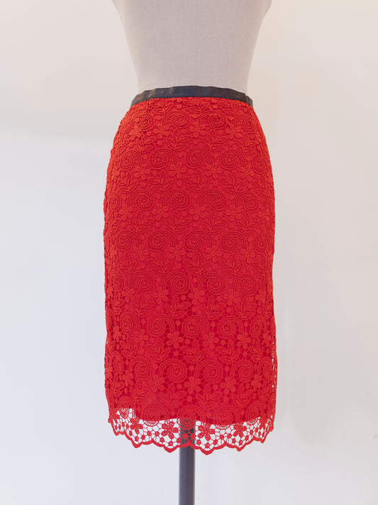Saint Laurent Red Lace | Skirt