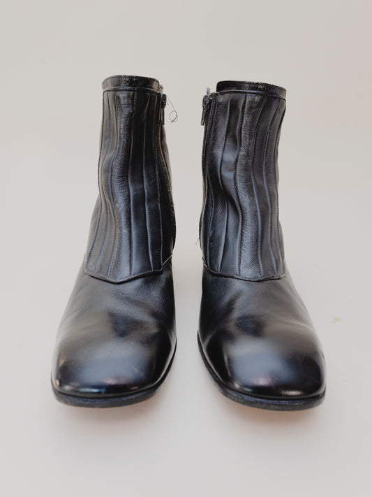 70's Black Calf Boots